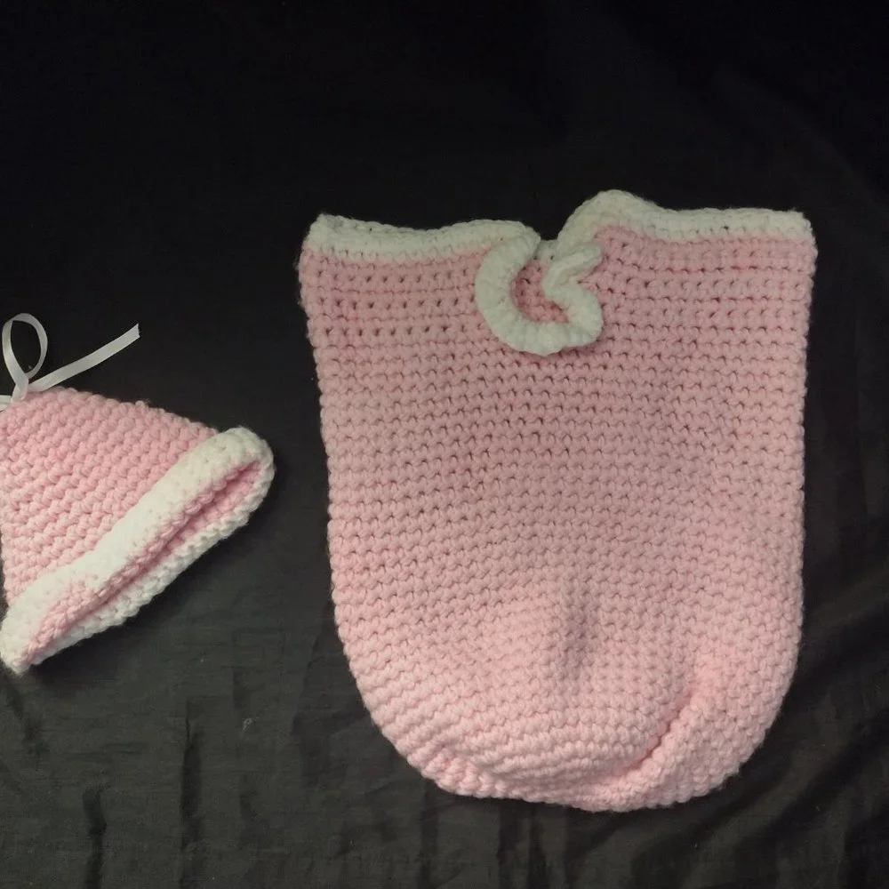 Baby Cocoon Set Newborn baby cocoon and hat set, baby shower, crochet NEW